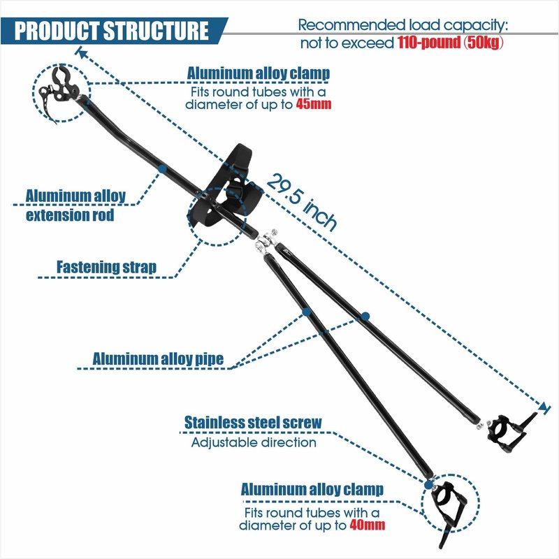 Bike Trailer Hitch Arm with Quick Release & Fixed Clamp, Universal Bicycle Cargo Connector for Mountain, City & Shared Cycles
