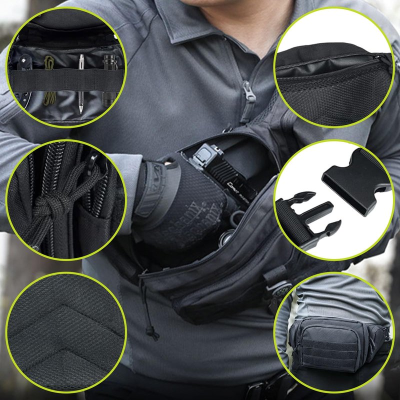 DZHPSRSZ Tactical Fanny Pack for Men,800D Oxford Fabric Fanny Pack for Men,Fanny Packs Man for Hiking Climbing,Fishing,Cycling,Hunting,Adjustable Conceal Carry Tactical Fanny Packs(Black)
