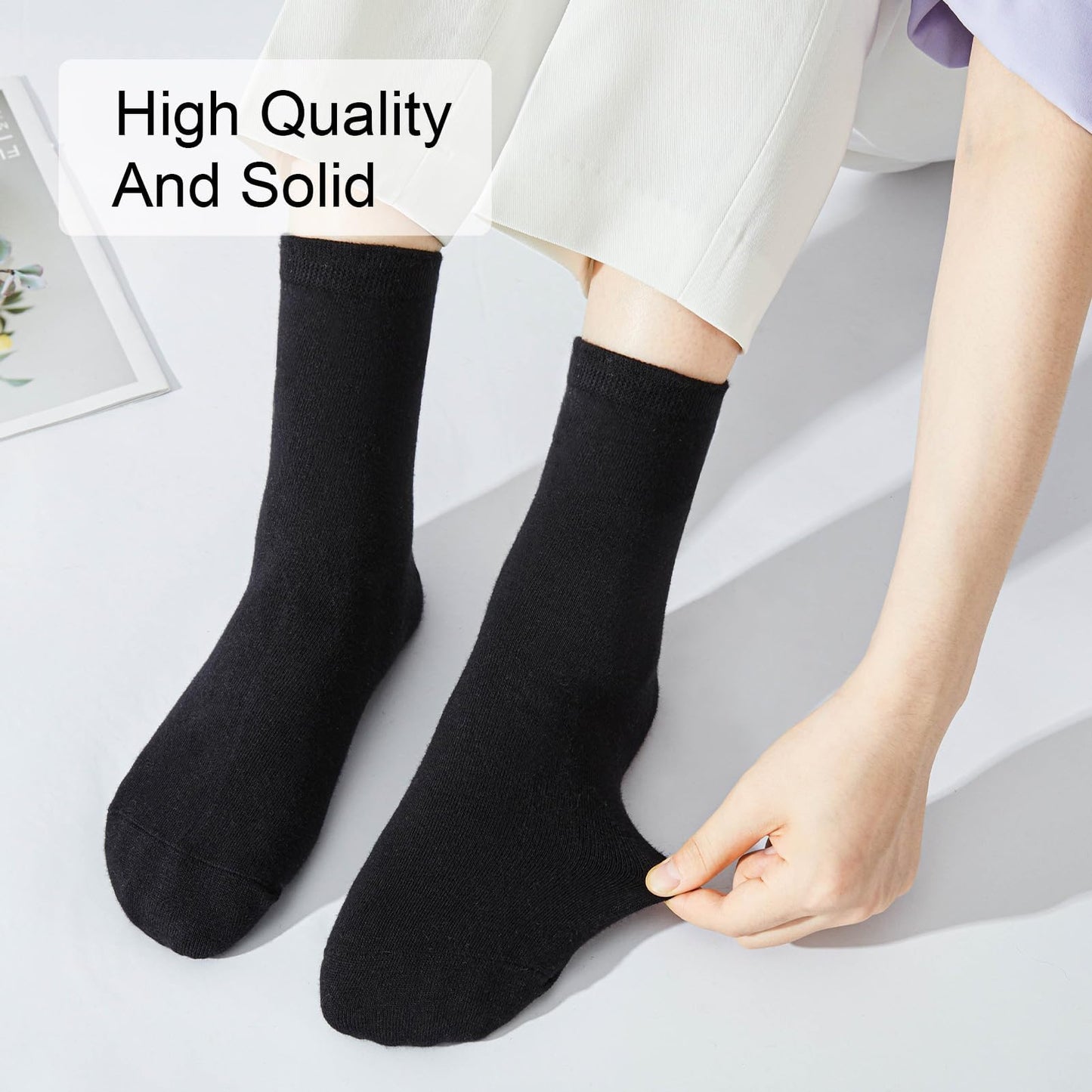 J-BOX Women's Cotton Crew Socks Above Ankle Socks, Lightweight Socks for Women Socks Multicolors Casual Socks