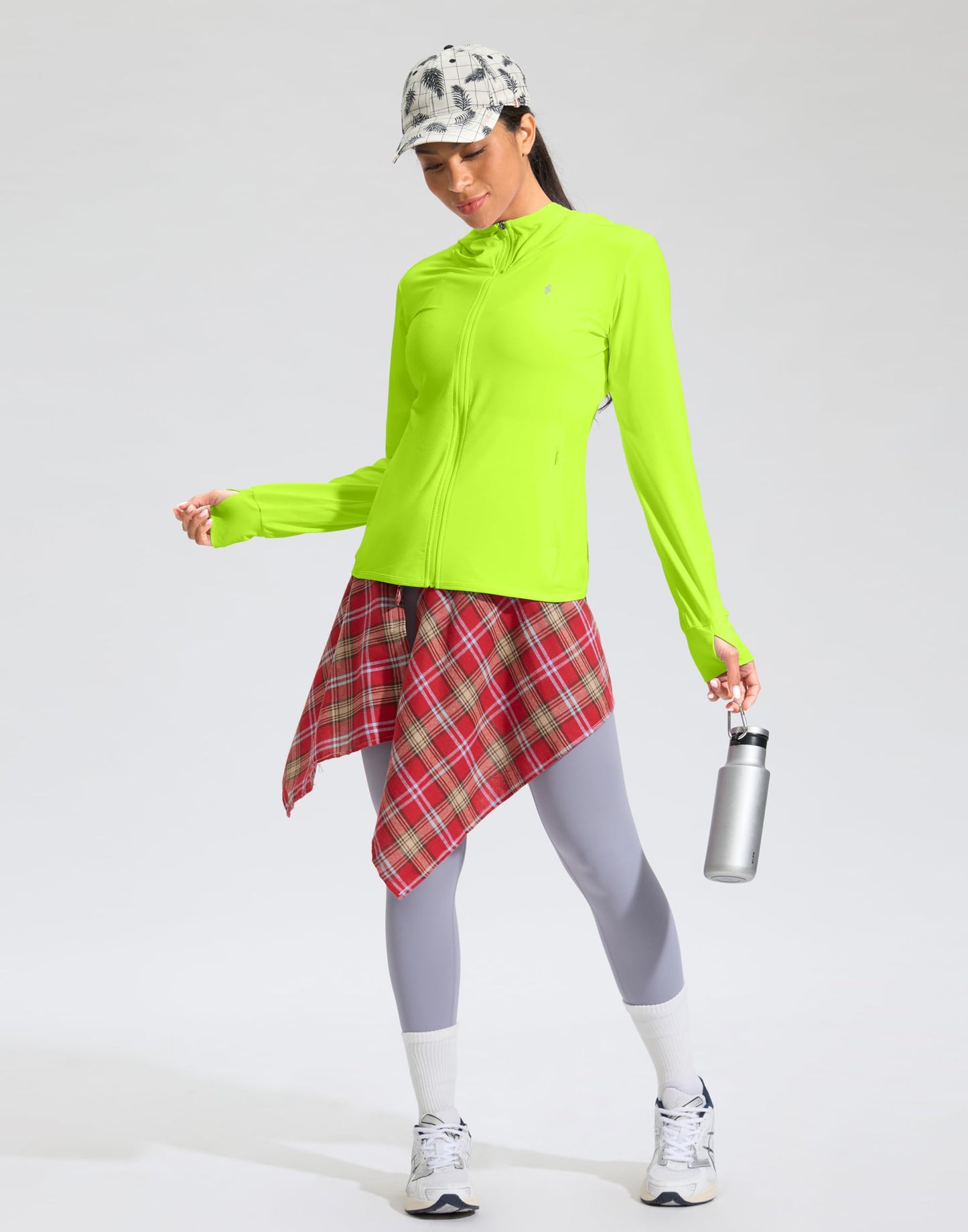 Soothfeel Women's UPF 50+ Sun Protection Hoodie Jacket Lightweight Long Sleeve Sun Shirt for Women with Pocket Hiking Outdoor(Fluorescent Green, Medium)