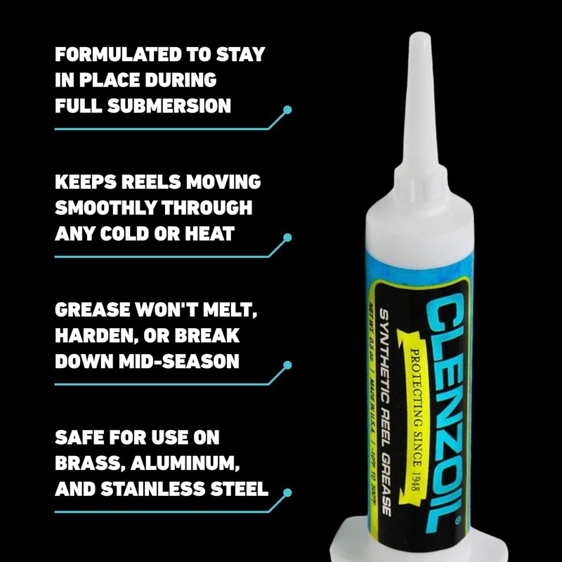 Clenzoil Synthetic Reel Grease Syringe | 100% Synthetic Fishing Reel Lubricant - Rust Prevention - 0.5 oz