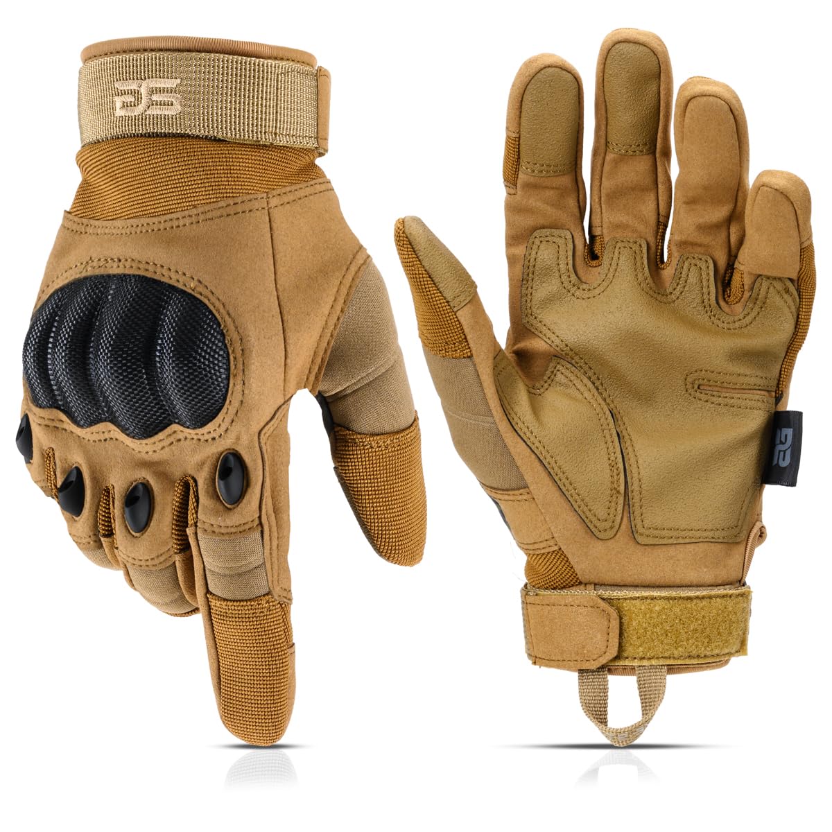 Glove Station Gloves for Men – Touchscreen Utility Gear with Hard Knuckle Protection Used in Motorcycle, Airsoft, & Outdoor Work Tan - Hard Knuckle Small
