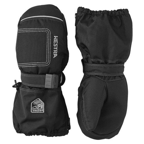 Hestra Baby Zip Long Mitt (Child 1-9yrs) | Waterproof, Insulated Mittens for Toddlers & Kids for Winter & Playing in The Snow - Black/Black - 4