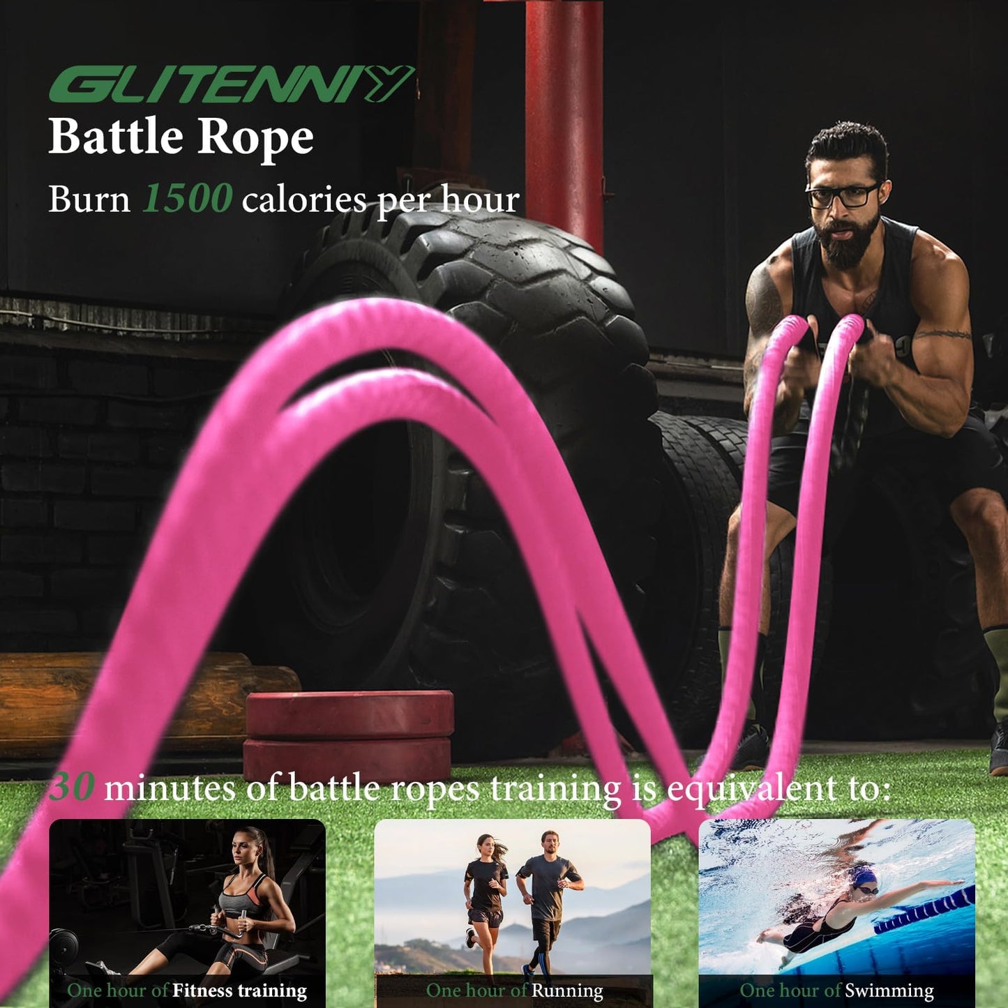 Battle Ropes Red Workout Rope 1.5inch Battle Ropes for Home Gym 30ft Exercise Ropes for Working Out Heavy Ropes for Exercise Training Weighted Rope Weighted Workout Rope Battle Rope