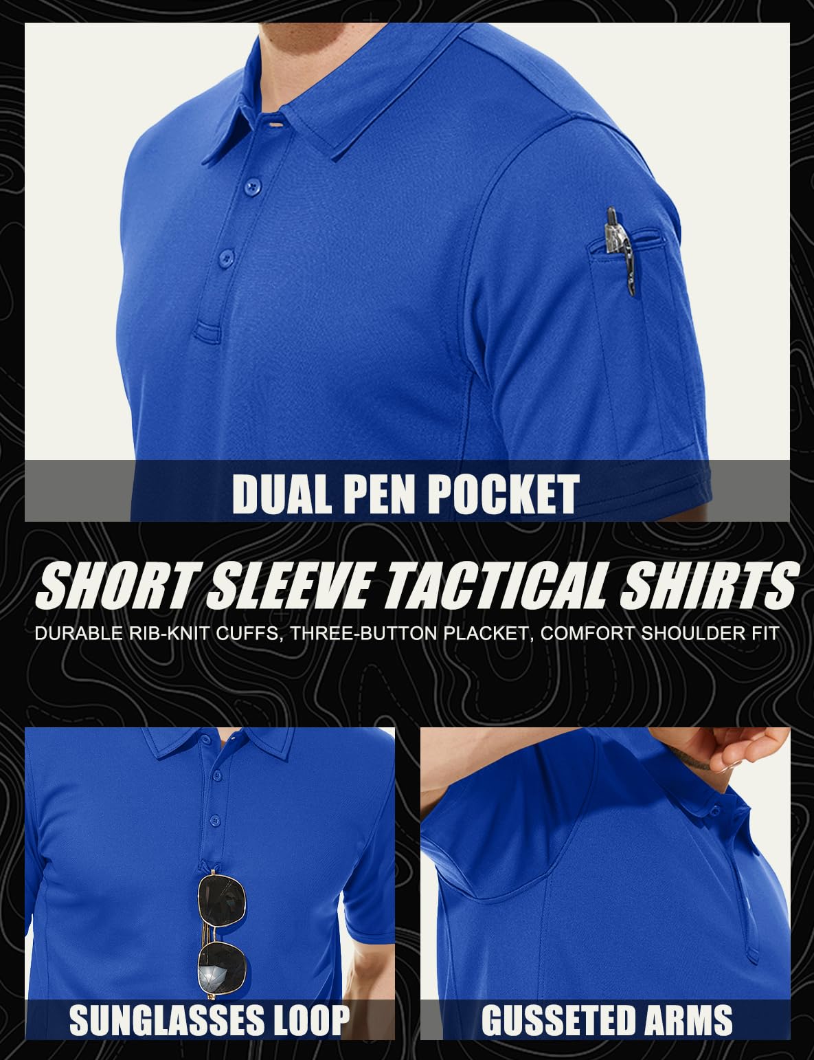 MAGCOMSEN Work Polo Shirts for Men Golf T-Shirts Quick Dry Shirts Summer Shirts Golf Polo Shirts for Men Blue M