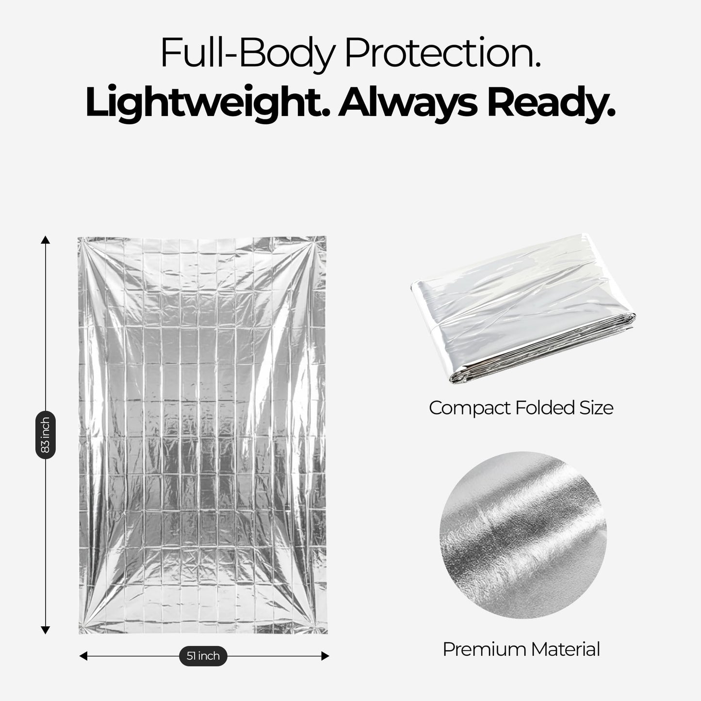 Sierra Madre Emergency Mylar Thermal Space Blanket for Survival – Waterproof Safety Shelter Retains 90% Body Heat – Ultralight & Compact Gear for Camping, First Aid & Prepper Supplies (Pack of 1)