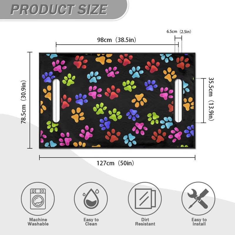 Mintulipy Golf Cart Seat Covers Golf Car Seat Blanket Colorful Dog Paw Lightweight Seat Cover for Golf Cart Easy to Clean