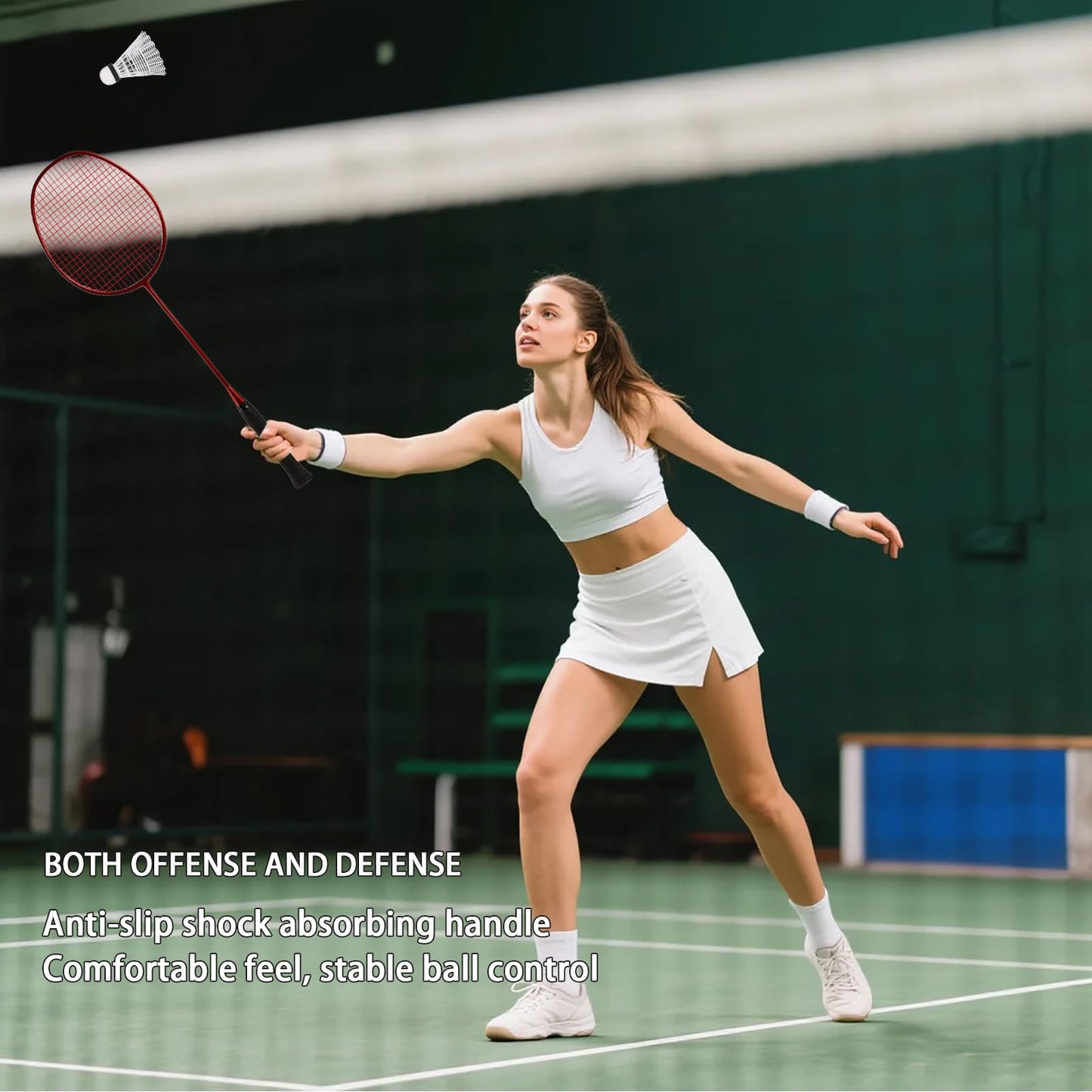Badminton Rackets,Badminton Racket Set,Both Offensive and Defensive,Composite Carbon Ultra Light 82g Professional Training Racket,Including 2 Rackets,2 Shuttlecocks,and 1 Bag (001B-red)