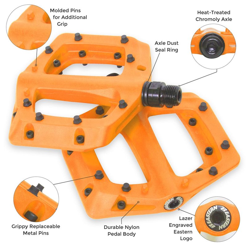 Eastern Bikes Nylon Linx Flat Platform MTB Bicycle Pedals (Orange)