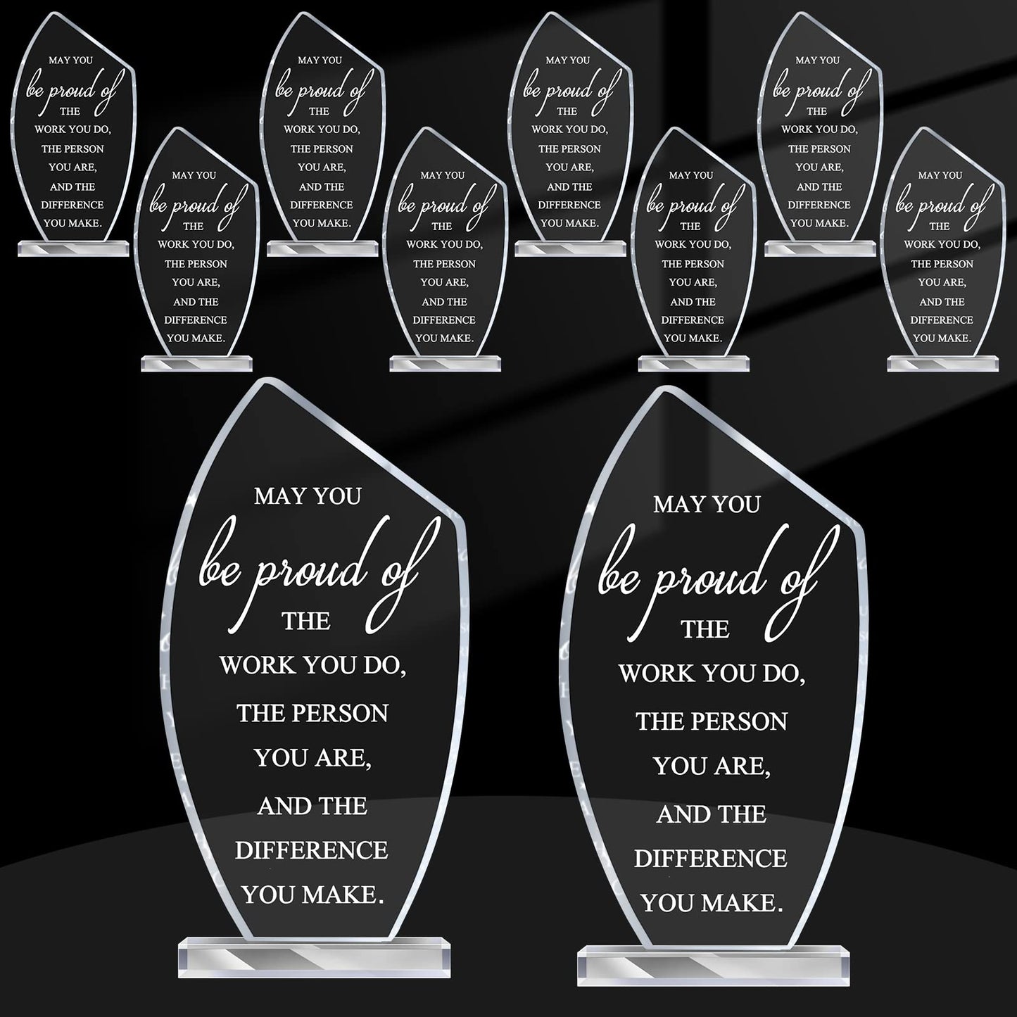 10 Pcs Employee Appreciation Awards for Coworker Acrylic Thank You Trophy May You Be Proud of The Work You Do Sign Prizes for Adults Retirement Goodbye Farewell Gift for Women Men (Simple)