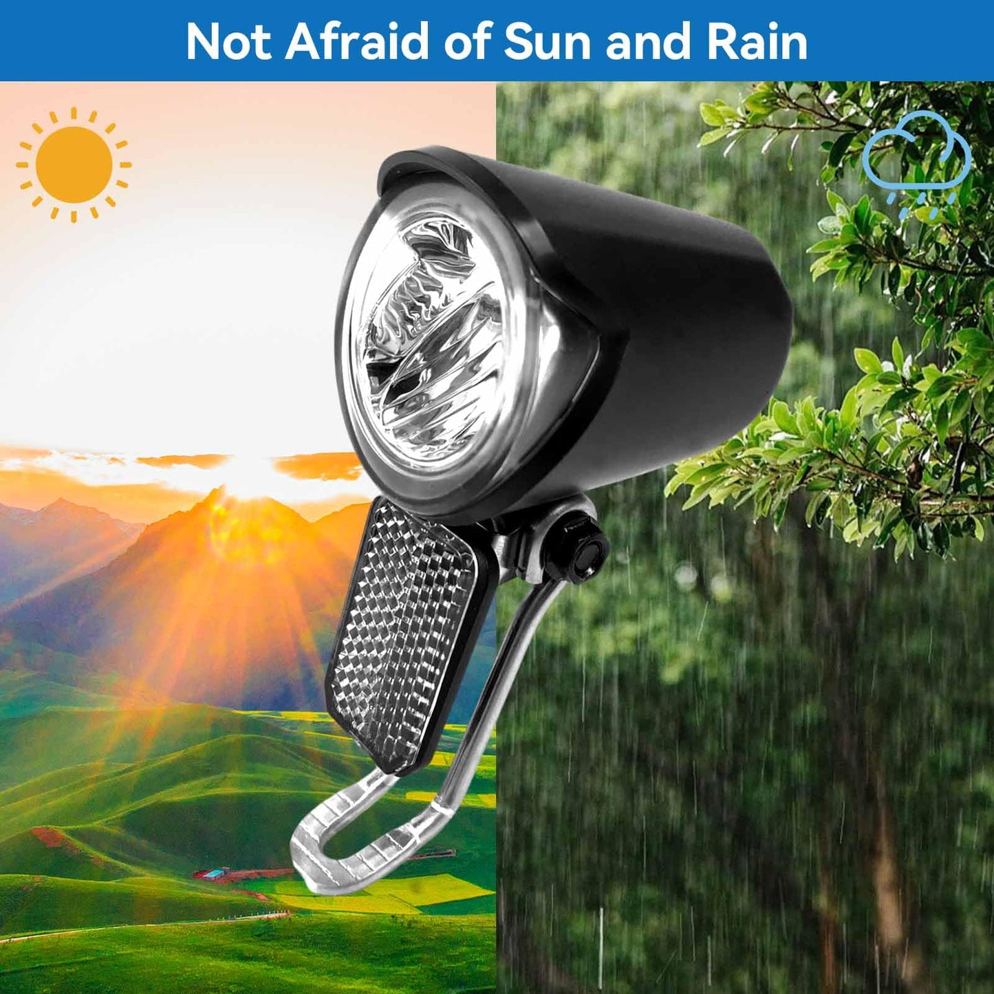 Ebike Headlight 6-60V, Night Riding Waterproof Electric Dirt Bike Front Light Road Bike Led Headlight Cycling Accessories with SM Plug for Cycling Safety
