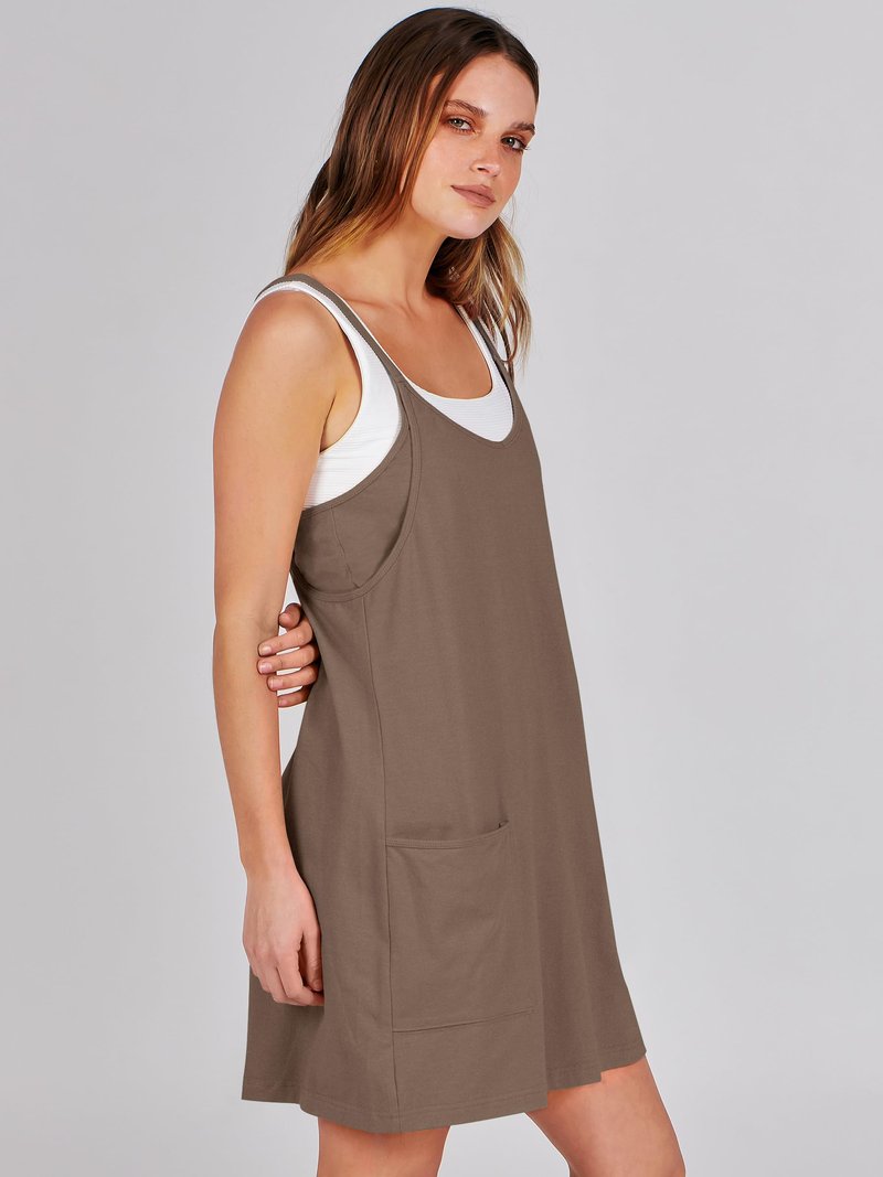 ANRABESS Women Athletic Dress Summer Tennis Workout Active Sports Mini Romper Dress Built in Shorts Travel Vacation Clothes Coffee XX-Large