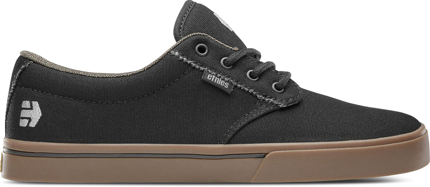 Etnies Jameson 2 Eco Sustainable Skate Style, Reinforced Cupsole, Cushioned Feel, Everyday Sneakers, Vegan - Black/Charcoal/Gum - 6