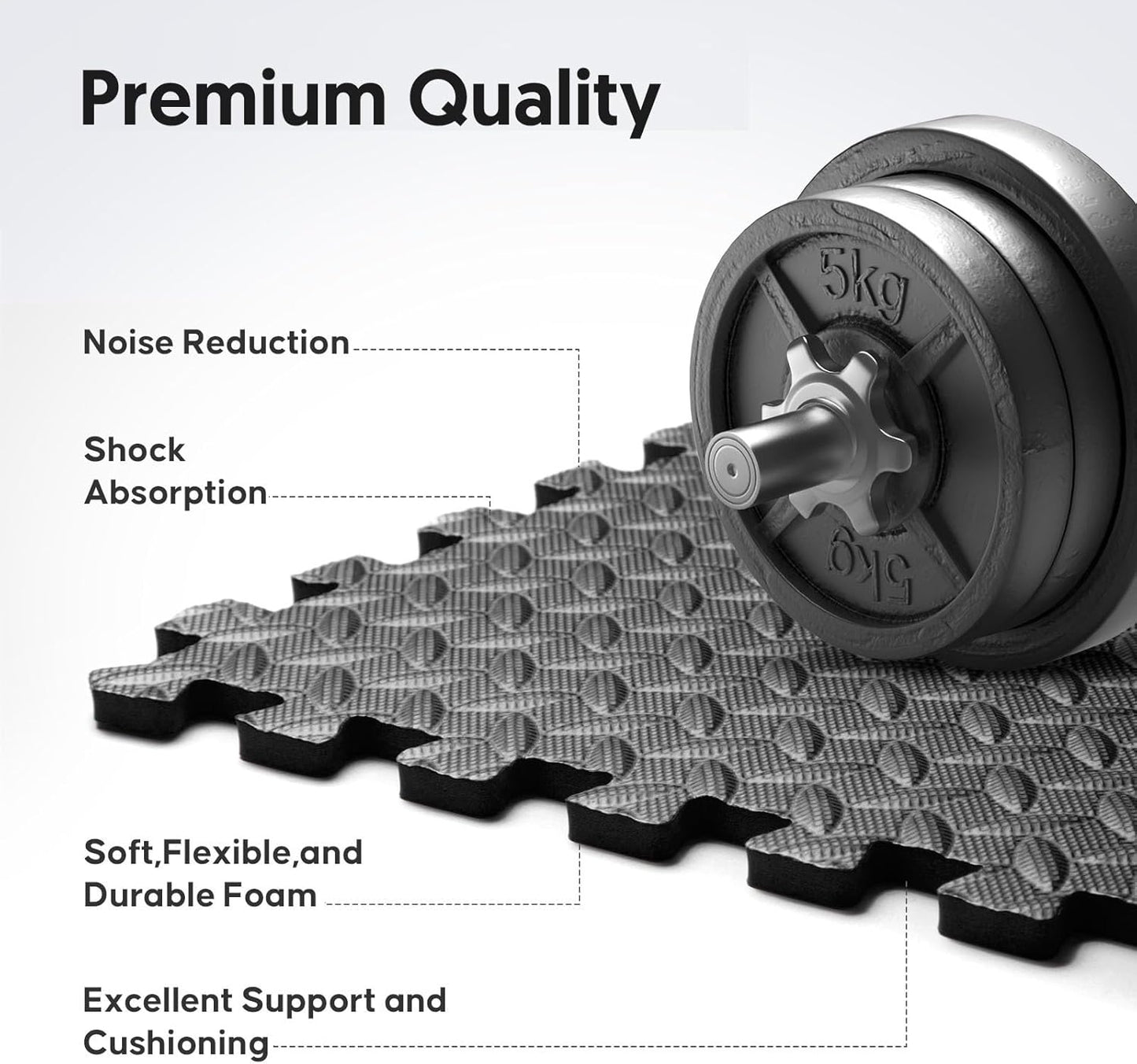 Puzzle Exercise Mat - EVA Interlocking Foam Floor Tiles for Home Gym & Kids' Play Areas | 24x24 in, Black, 16 Tiles (64 SQ FT)