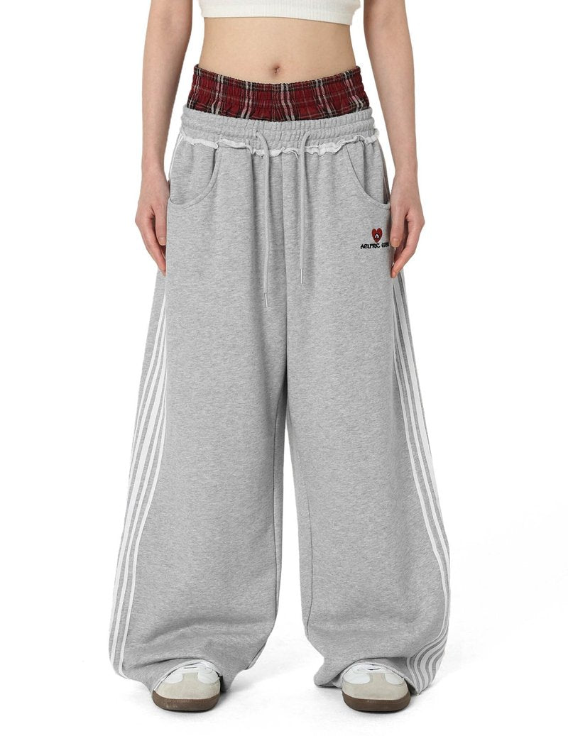 Aelfric Eden Baggy Wide Leg Sweatpants for Women Men Double Elastic Waisted Streetwear Y2K Casual Lounge Pants Trouser with Pockets Grey X-Small