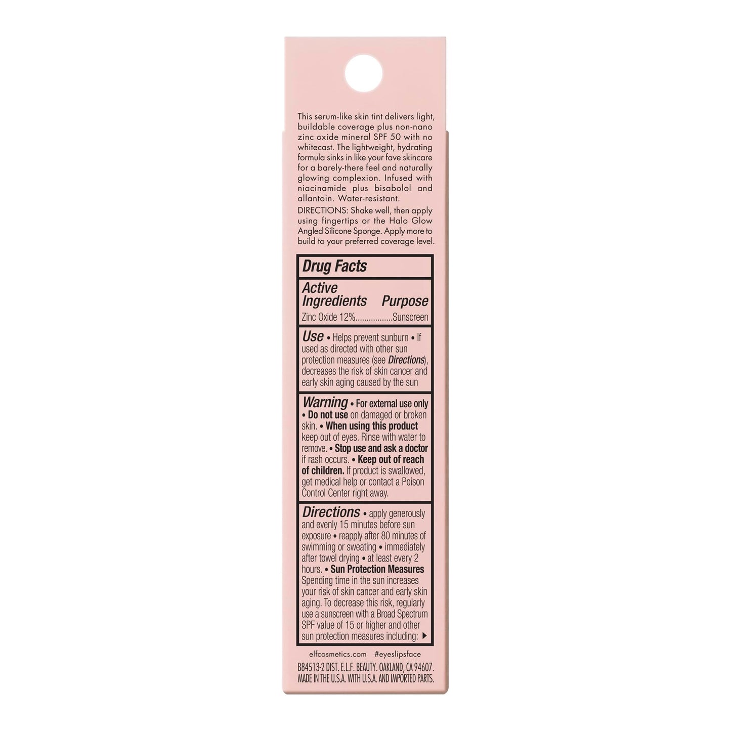 e.l.f. Halo Glow Skin Tint SPF 50, Tinted Moisturizer For Light, Buildable Coverage, Creates A Natural Glow, Vegan & Cruelty-Free, 10 Tan Neutral
