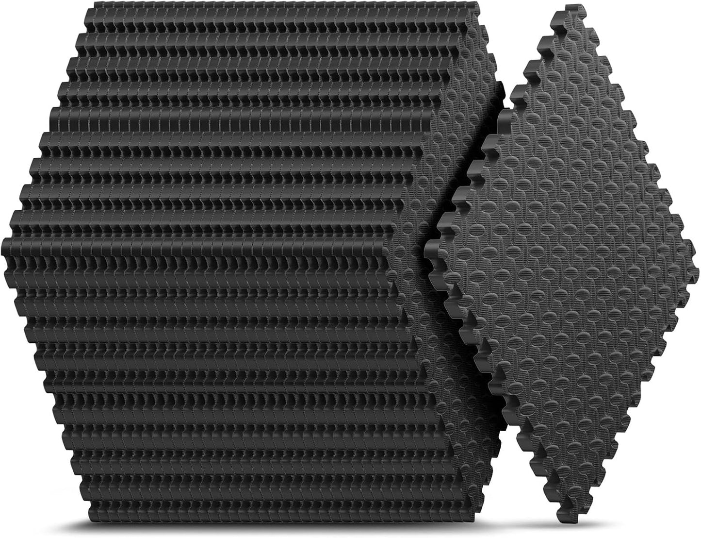 Puzzle Exercise Mat - EVA Interlocking Foam Floor Tiles for Home Gym & Kids' Play Areas | 24x24 in, Black, 16 Tiles (64 SQ FT)