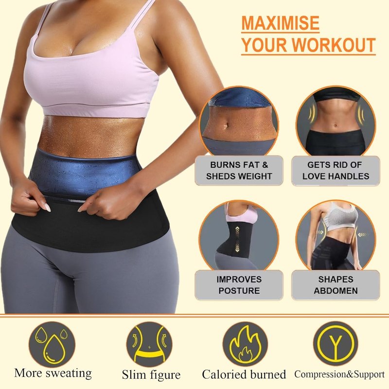 Waist Trimmer for Women - Neoprene-Free Sauna Trainer Belt for Slimming | Adjustable Size