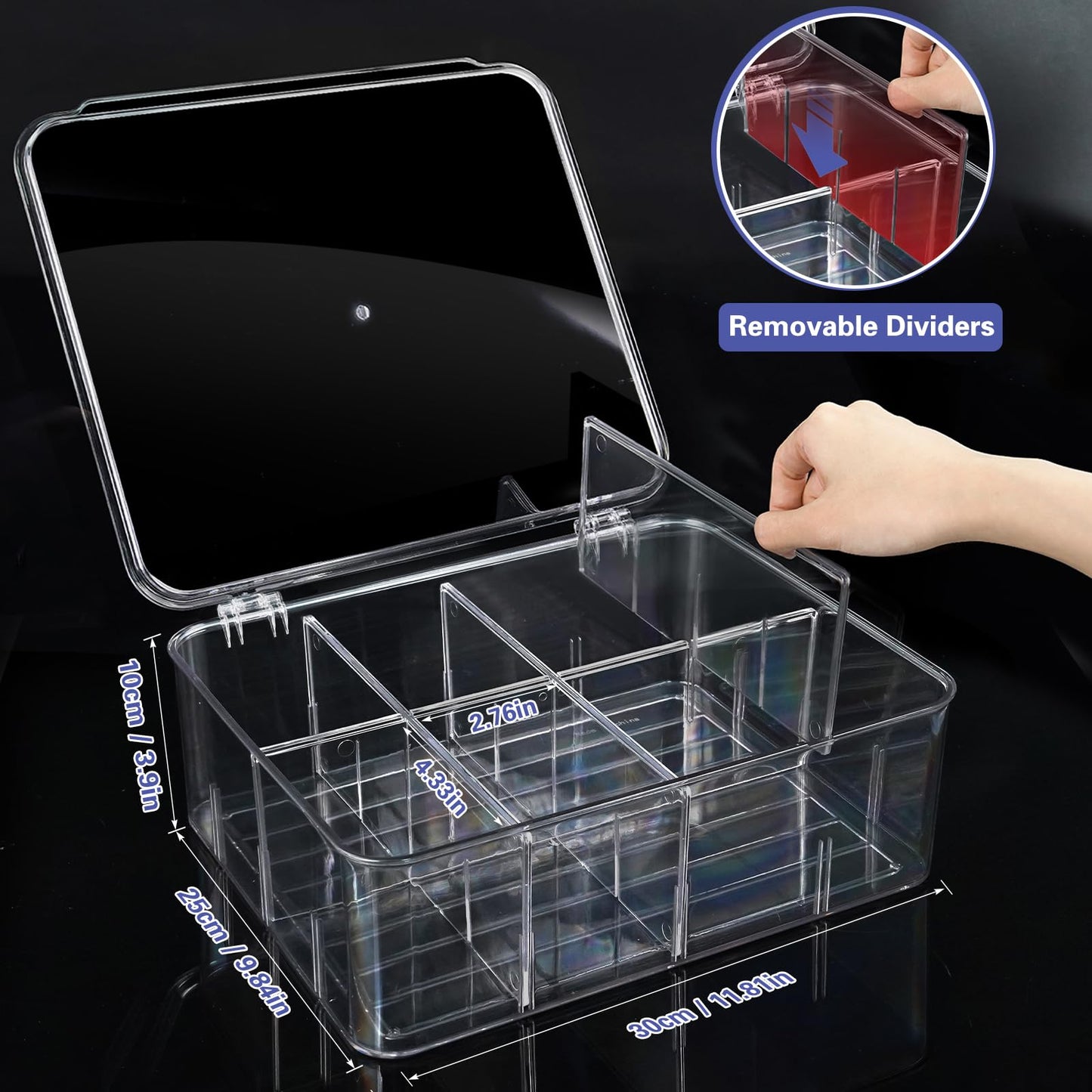 sunoyar Trading Card Storage Box, Clear Plastic, Holds 2000+ Cards