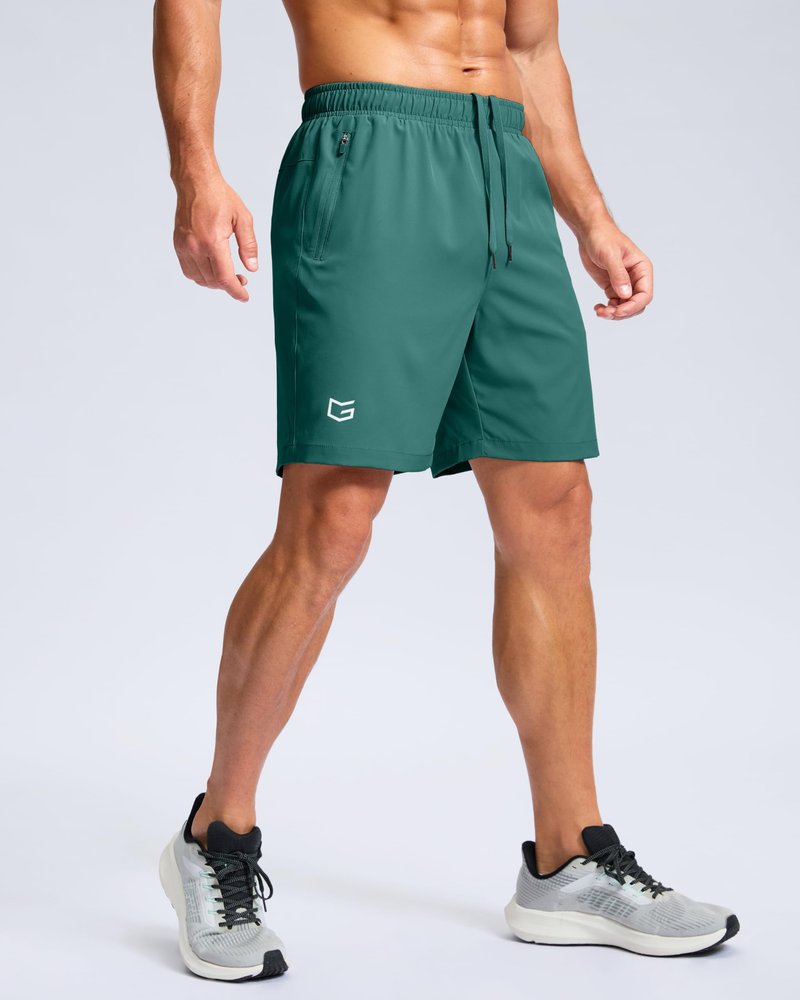 G Gradual Men's Athletic Running Shorts with Zipper Pockets Quick Dry 7"/ 5"/ 9" Workout Gym Shorts for Basketball Hiking(Rainforest Green,7XXXL)