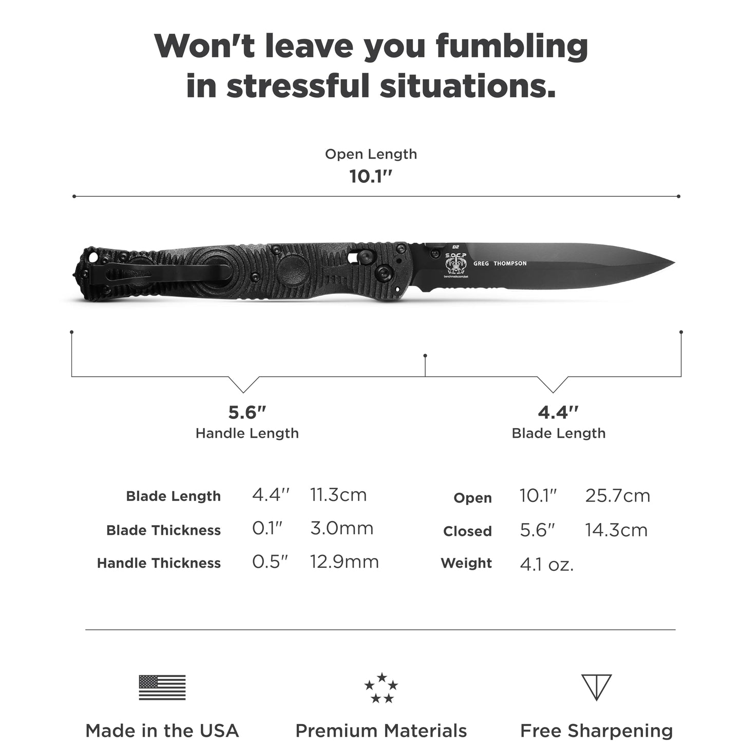 Benchmade - SOCP 391SBK Tactical Knife with Graphite Black CF Elite Handle (391SBK)