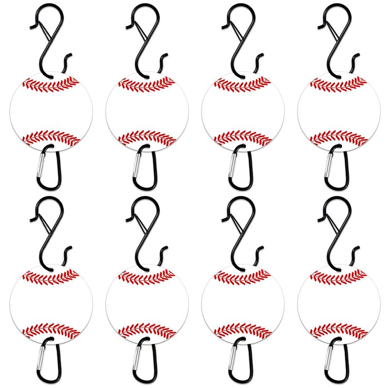 gisgfim 8 Pcs Bag Hook for Fence Personalized Baseball Bags Clip Sports Fence Hook with Acrylic Board for Bat Bag Water Bottle Backpack Baseballs Dugout Accessories Lover Player Gifts(Baseball)