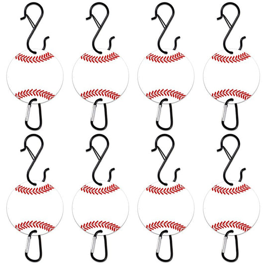 gisgfim 8 Pcs Bag Hook for Fence Personalized Baseball Bags Clip Sports Fence Hook with Acrylic Board for Bat Bag Water Bottle Backpack Baseballs Dugout Accessories Lover Player Gifts(Baseball)