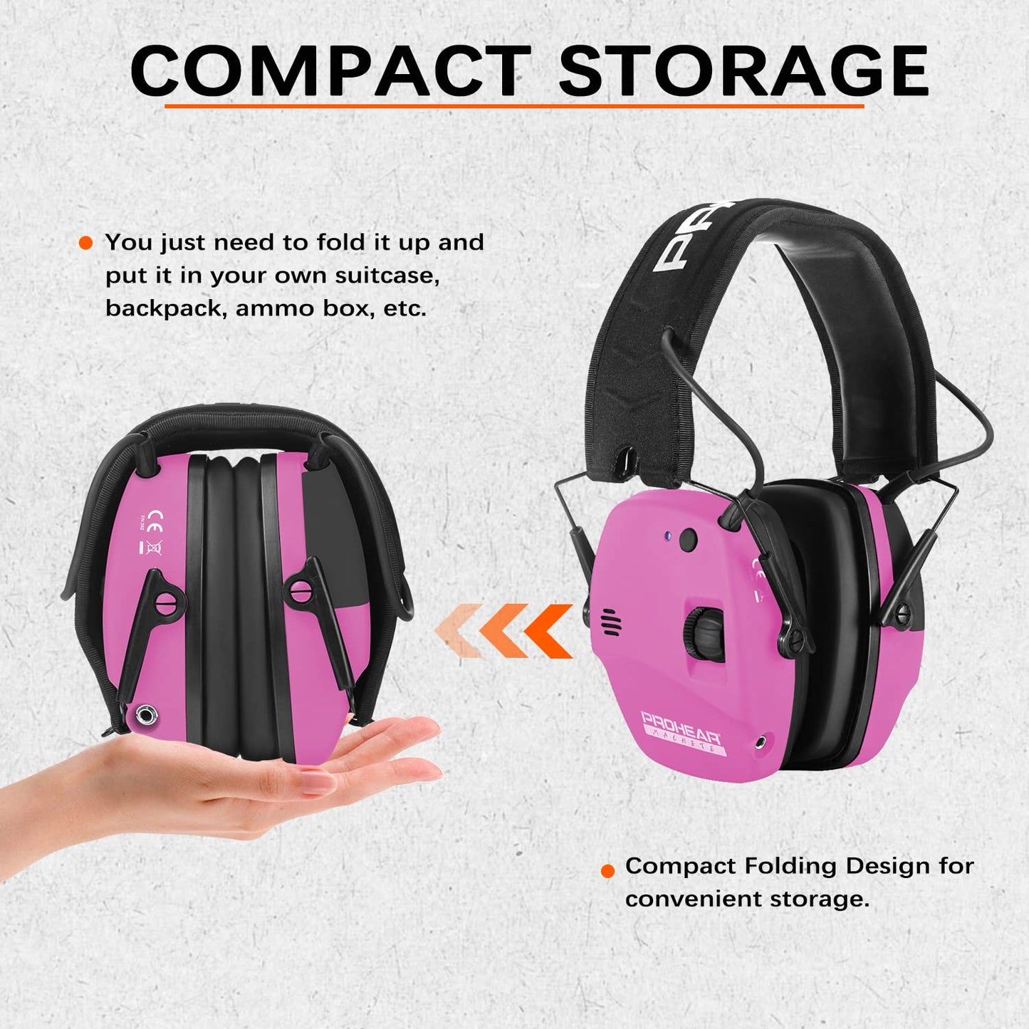 PROHEAR 030 Bluetooth 5.4 Electronic Shooting Ear Protection Earmuffs, Noise Reduction Sound Amplification Hearing Protector for Gun Range and Hunting - Pink