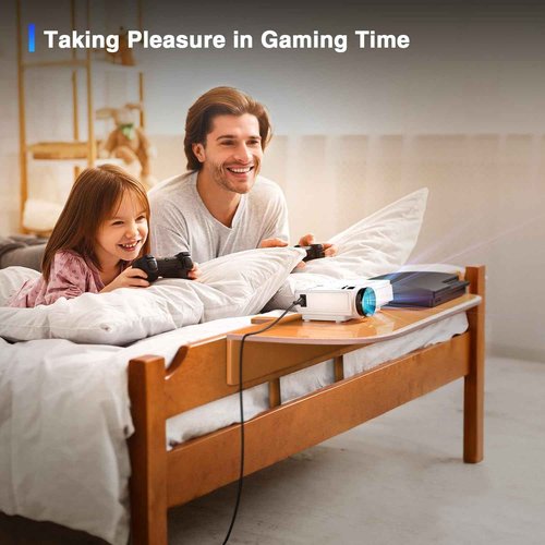 AuKing Projector, 2025 Upgraded Mini Projector, Full HD 1080P Home Theater Video Projector, Compatible with HDMI/USB/AV/Smartphone/TV Box/Laptop