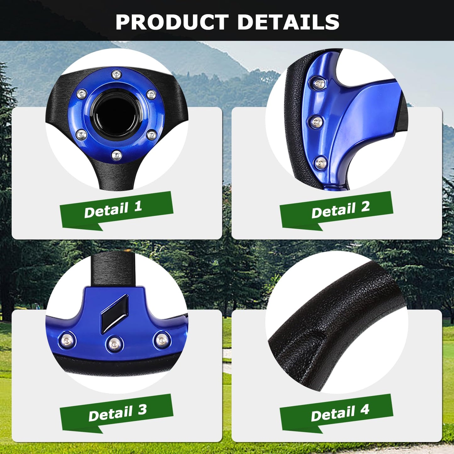 Universal Golf Steering wheel Ergonomic Fit for Club Car DS and Club Car DS Precedent EZGO Yamaha Golf (5156A-blue)
