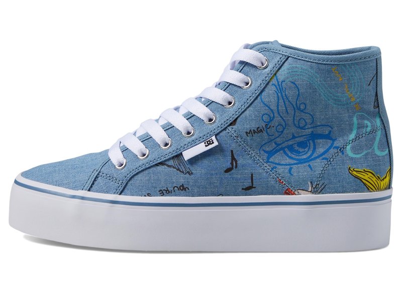 DC Women's Manual Hi Platform Skate Shoe Heather Dark Denim 5