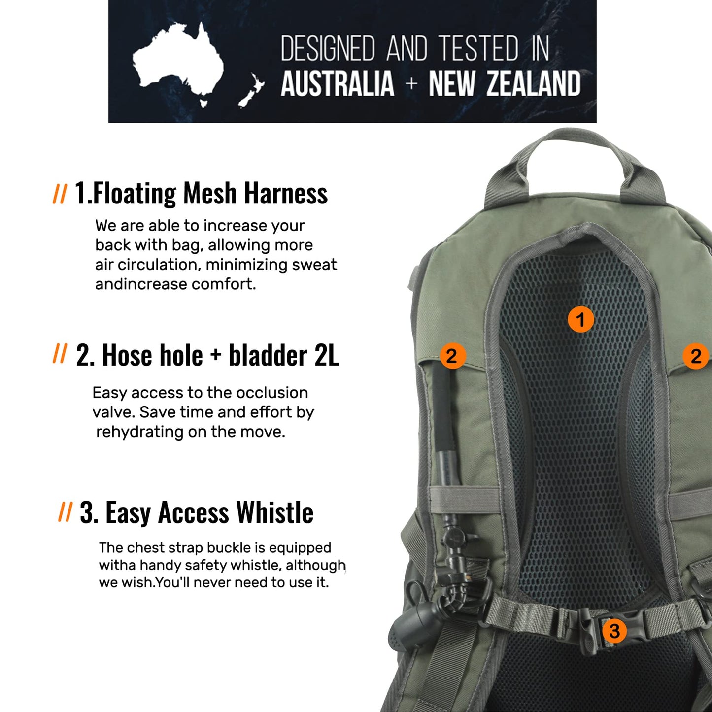 SPIKA Hunting Backpacks for Men, 25L Green Hunting Day Pack with Water Bladder, Removable Waist Belt, Rifle Holder, Internal Ammo Storage and Rain Cover