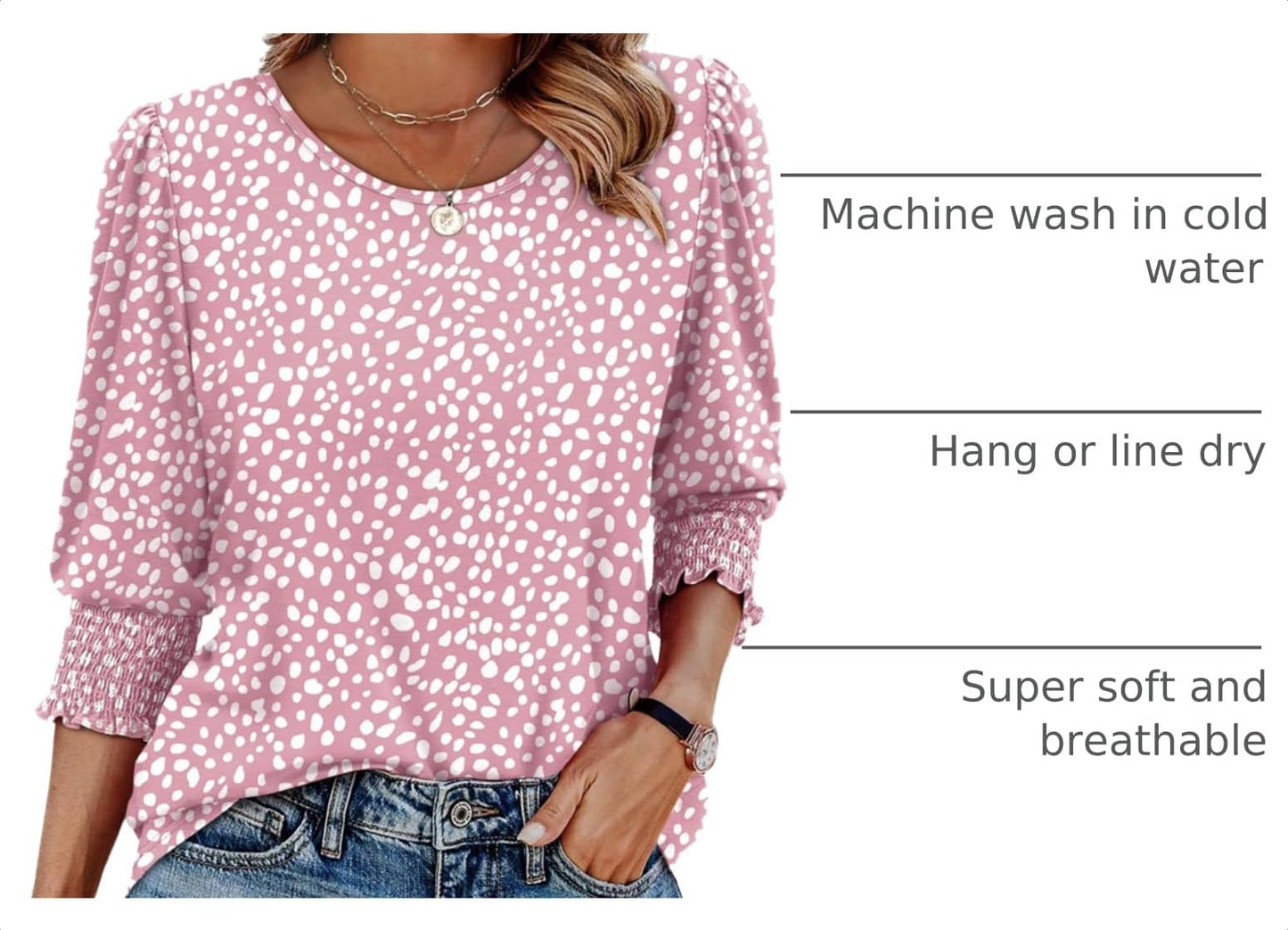 XIEERDUO Summer Tops for Women Trendy 3/4 Sleeve Womens Long Sleeve Shirts Dressy Blouses Vacation Outfits Women's Fashion Clothing Resort Wear 2026 L