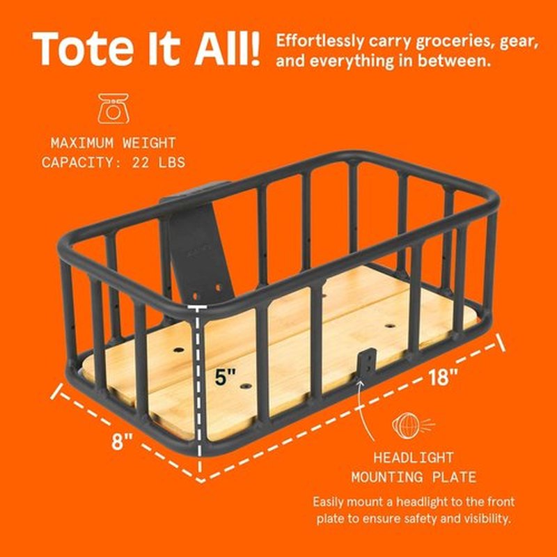 Retrospec Tote Ebike Basket Lightweight, Aluminum Front Basket for Electric Bikes