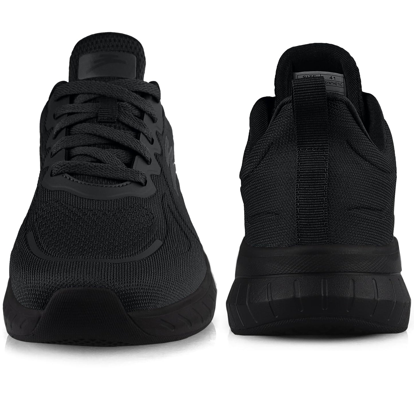 Puweco Breathable Mens Running Shoes, Arch Sopport Black Sneakers for Men, Non Slip Work Shoes for Men Walking Athletic Gym Jogging and Sports