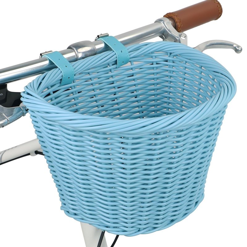 MEGHNA Woven Bike Basket Elegant Semicircle Large Basket for Unisex Adult Bike Handlebar Bike Basket for Women Men Teen, for Cycling Cruiser Bike Mountain Bike Folding Bike, Home Decoration (Blue)