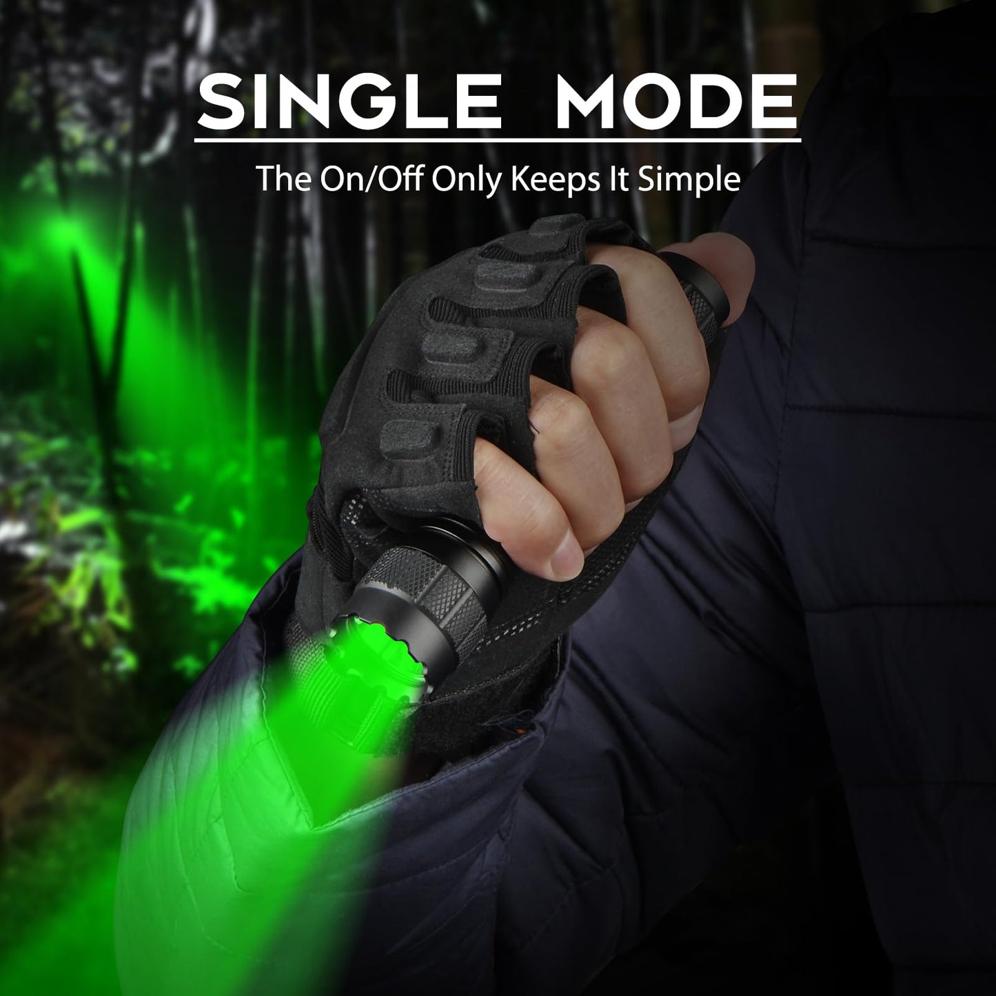 ULTRAFIRE Green Hunting LED Flashlight, 10W Single Mode Green Light for Hunting, 350 Yards Super Bright Varmint Predator Flashlight for Night Observation WF-501G RRO