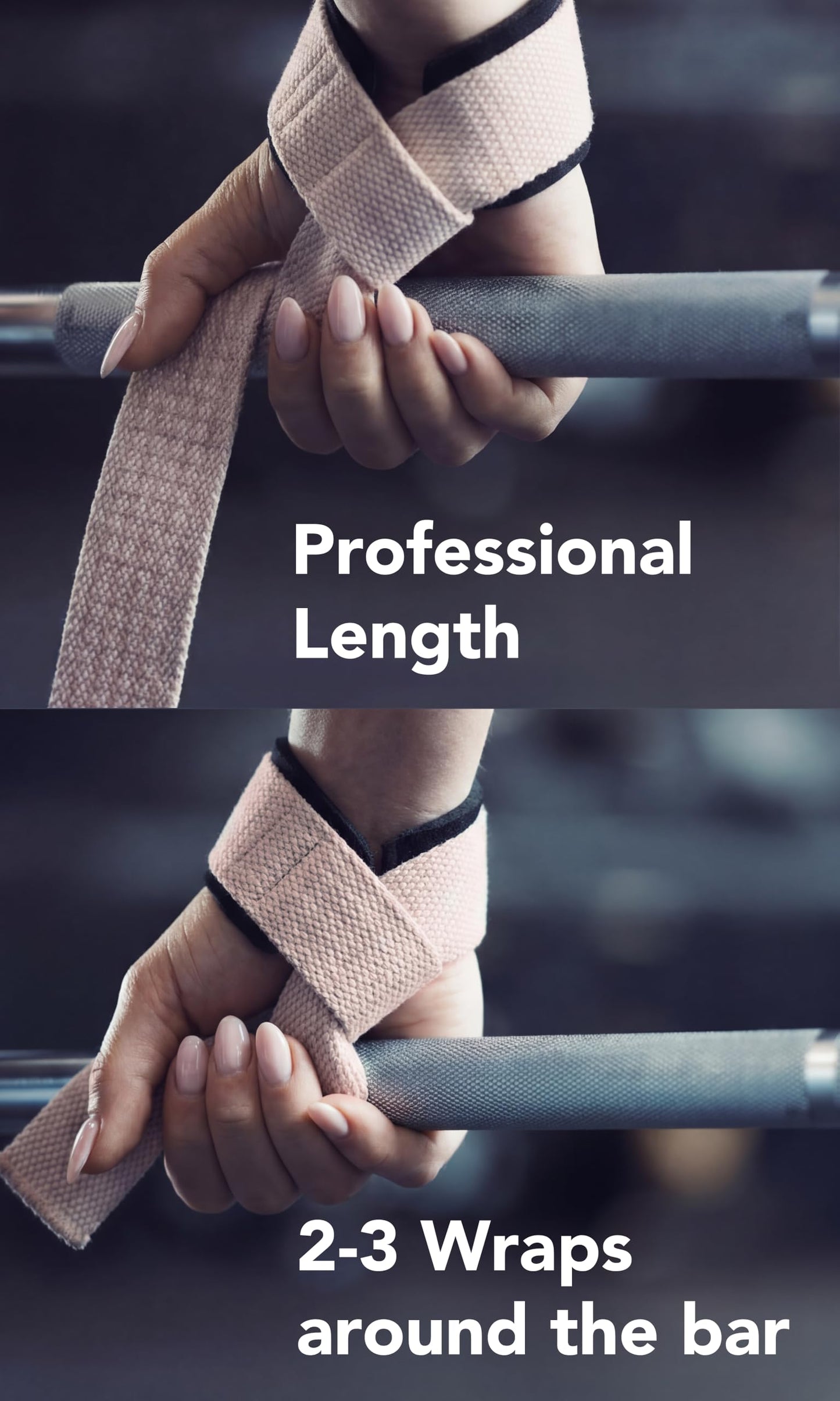 Fitgriff® Lifting Wrist Straps for Weightlifting, Gym, Deadlift, Workout (Made of Premium Cotton & Padded) - Men & Women (Standard, Blush Pink (Silicone-Grip))