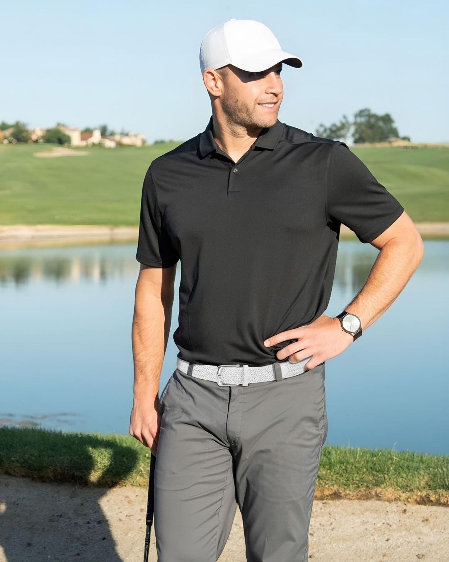 CHAOREN Stretch Belts for Men - Braided Elastic Golf Belt for Men 1 3/8"- Gift for Casual Jeans Shorts