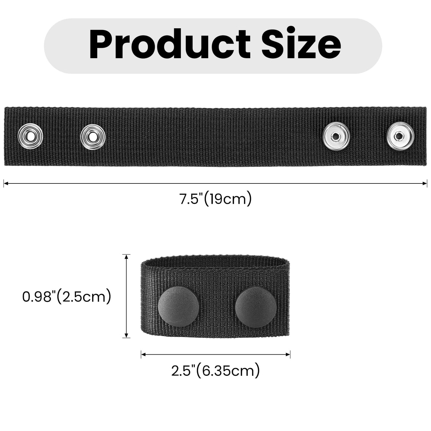 6 PCS Duty Belt Keepers, Tactical Gear Accessories, Nylon Double Snaps for 2"-2.25" Belts Fixing Police Belt Accessories, Belt Keepers for Police Officers, Firefighters, Prison Guards