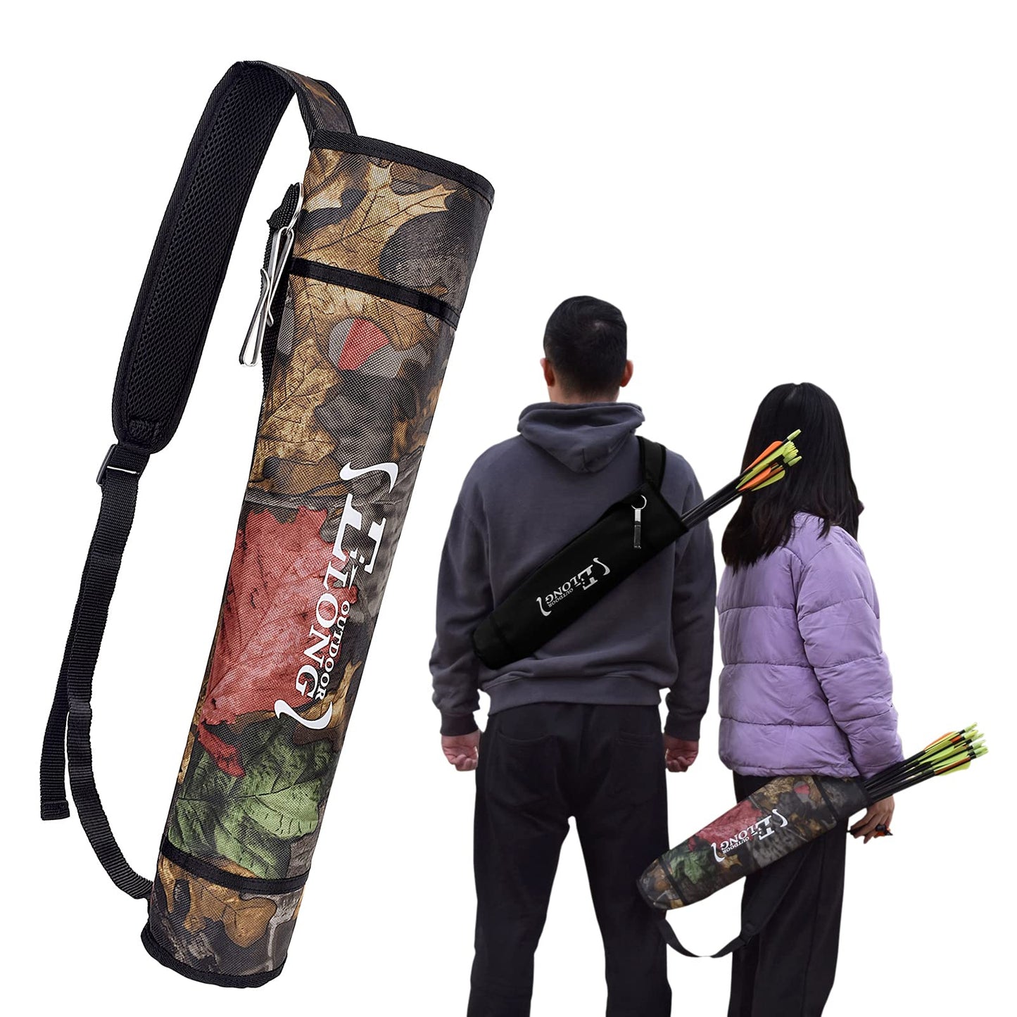 EOUS Archery Arrow Holder for Youth Kid Childrens Arrow Quiver Bags for Arrows Kids,Back and Hip Side Quiver,CAMO