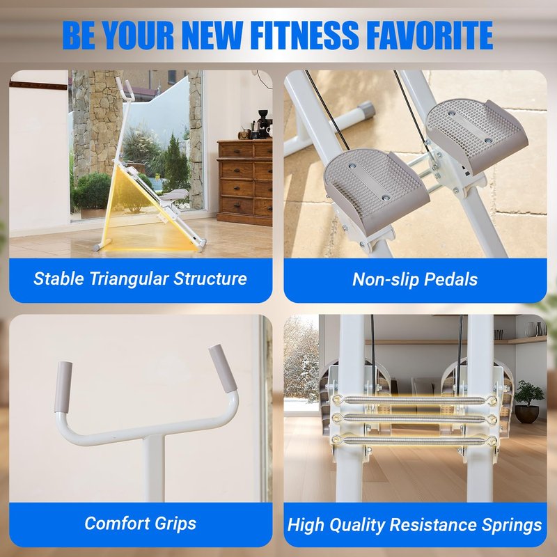 YYJO Stair Stepper for Home, 3 Adjustable Resistance, Stepper with Handlebar Foldable Stepper Vertical Climber Cardio Exercise Machine White
