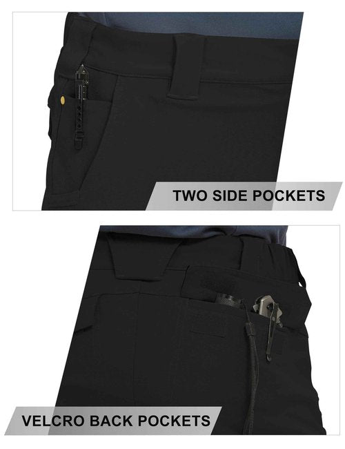HARD LAND Men's Hiking Pants Lightweight 32" Cargo Tactical Pants for Men Stretch Water Resistant with Cargo Pockets Military Black 28