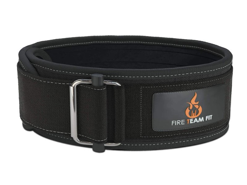 Fire Team Fit 4 Inch Weight Lifting Belt for Men and Women, Back Support for Powerlifting, Squats, Deadlifts, Weightlifting & Cross Training Workout (Black, Small)
