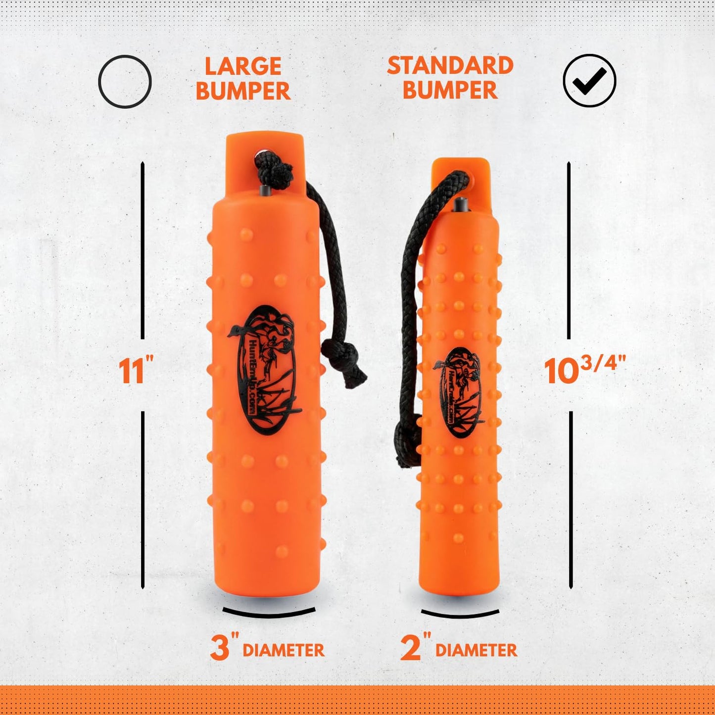 HuntEmUp 2" Plastic Dog Training Bumper – Knobby Retrieving Dummy for Retriever & Hunting Dog Training – Floating Water Training Dummy – Orange (6 Pack)