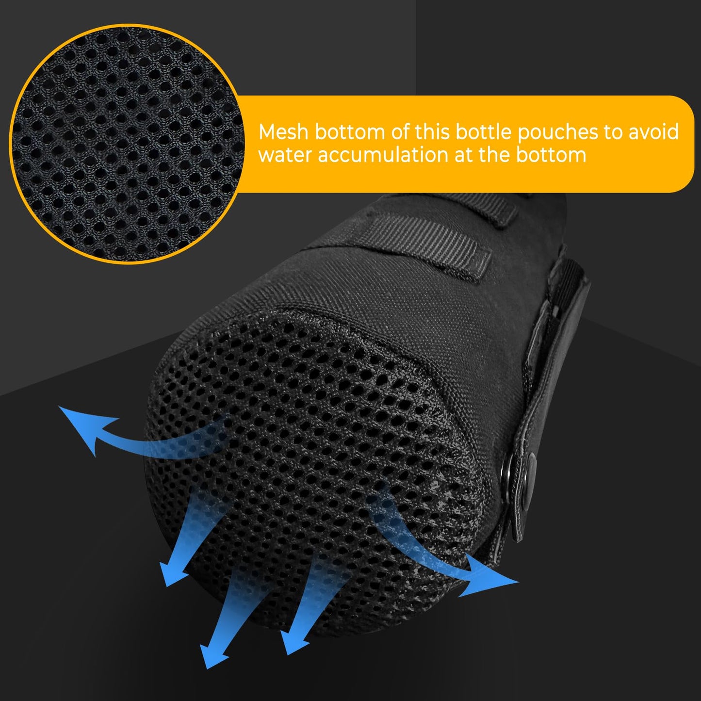 Tanzueji Upgraded Sports Tactical MOLLE Water Bottle Pouch with 2 Carabiners, Drawstring Open Top & Mesh Bottom Travel Hydration Carrier for Outdoor Hiking Camping