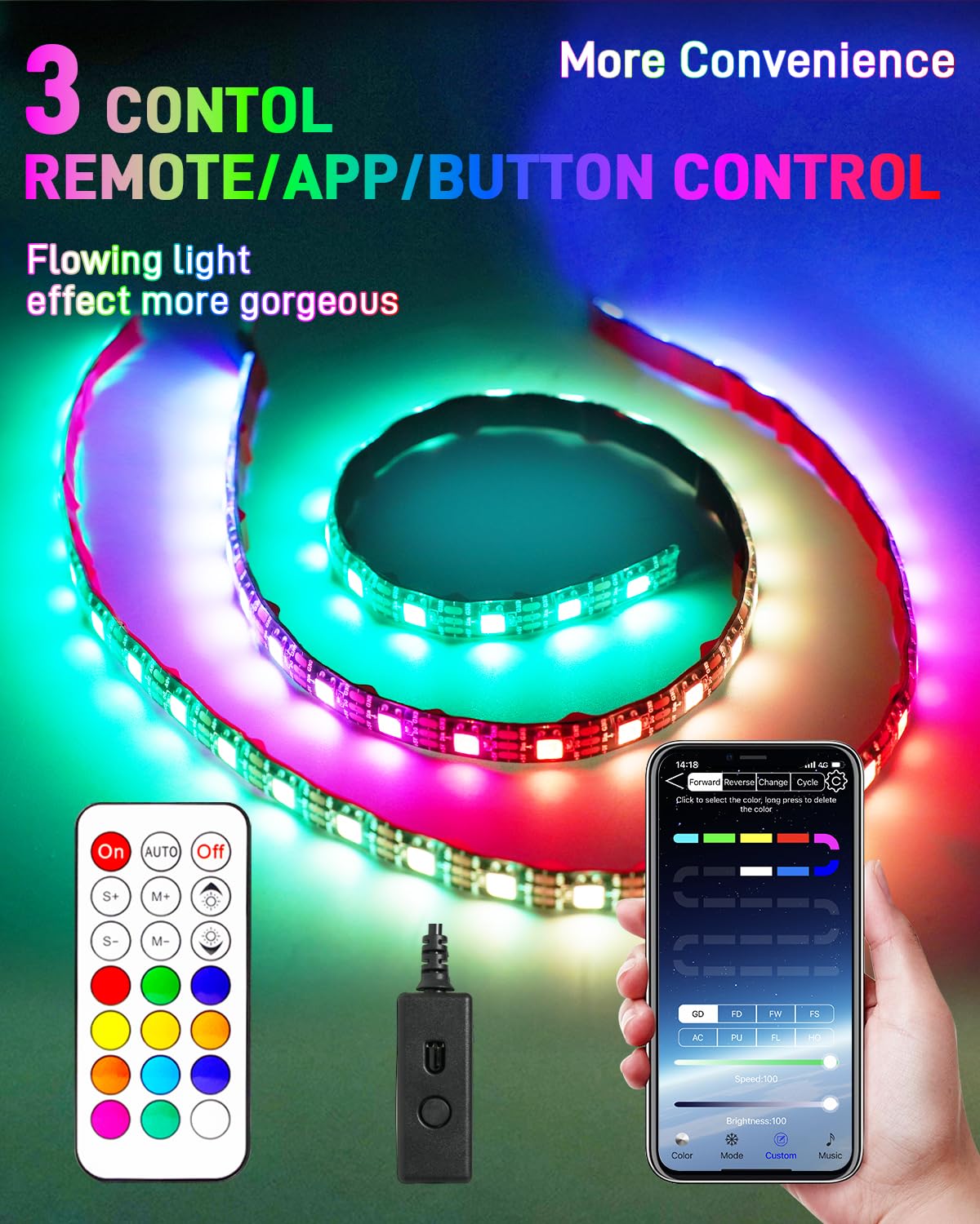 Miisiya Scooter Lights for Night Riding, Electric Scooter Led Strip Lights APP Control RGBIC for Scooter Lights Bicycle Skateboard
