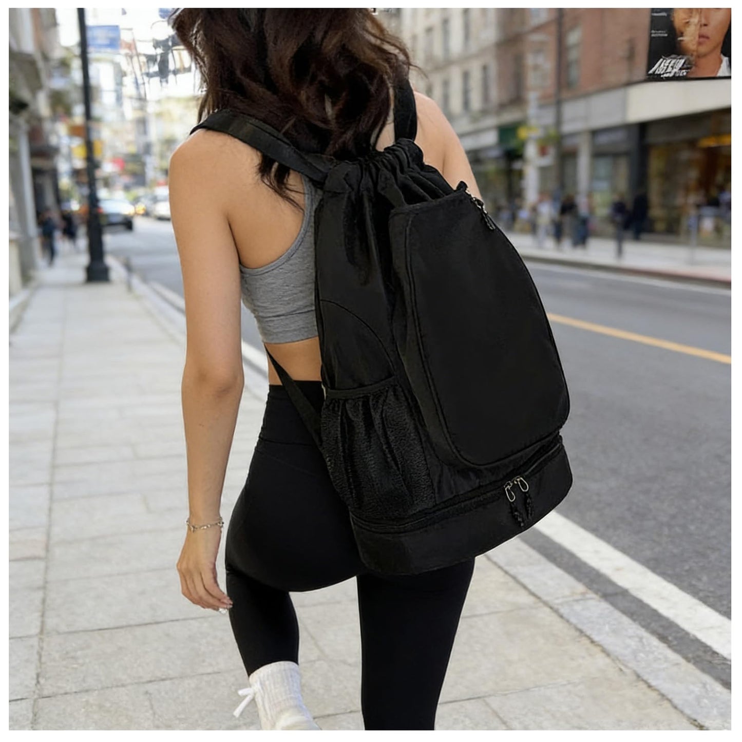 MOGARBRO Tennis Backpack for Women Men,Pickleball Badminton Basketball Soccer backpacks With Shoe Compartment,Water Resistant Women Gym Drawstring Backpack