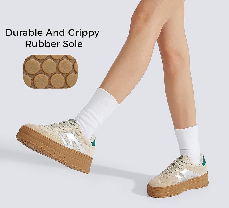 Women's Platform Sneakers - Retro Rubber Low Top Casual Tennis Shoes | Thick Sole Fashion
