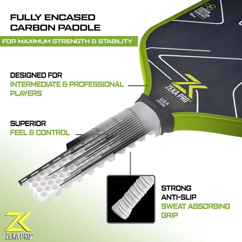 T700 Raw Carbon Fiber Pickleball Paddle - Aerodynamic Curve for Explosive Power & Control, 16mm Polypropylene Honeycomb, Thermoformed, Textured Grit Surface for High Spin, Premium Grip